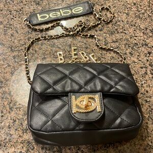 BEBE quilted gold chain purse